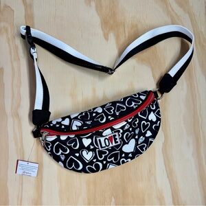 Brighton Endless Love Heart Belt Bag NWT Black White Fanny Pack